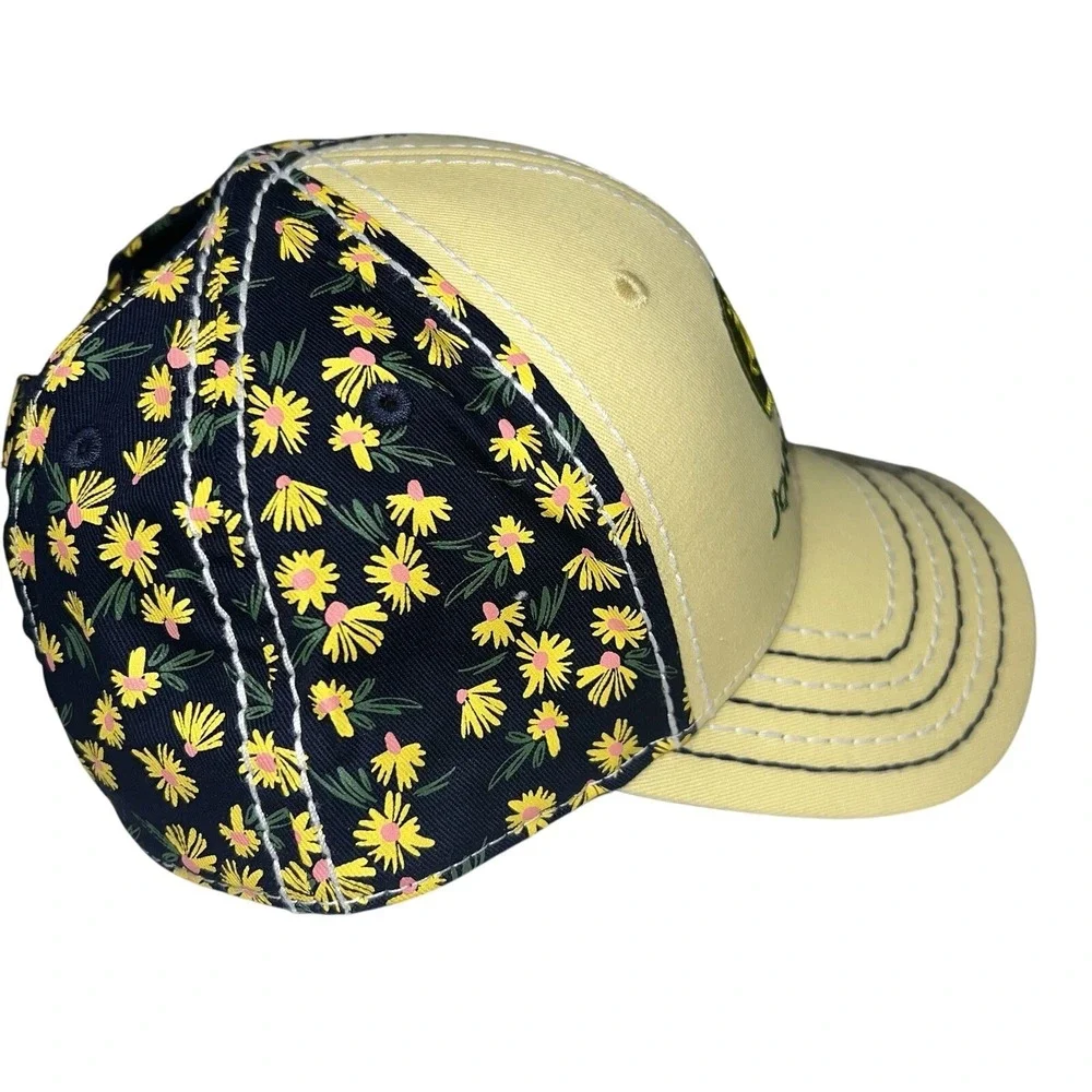 Kids John Deere Yellow Floral Print Baseball Cap Toddler One Size Snapback